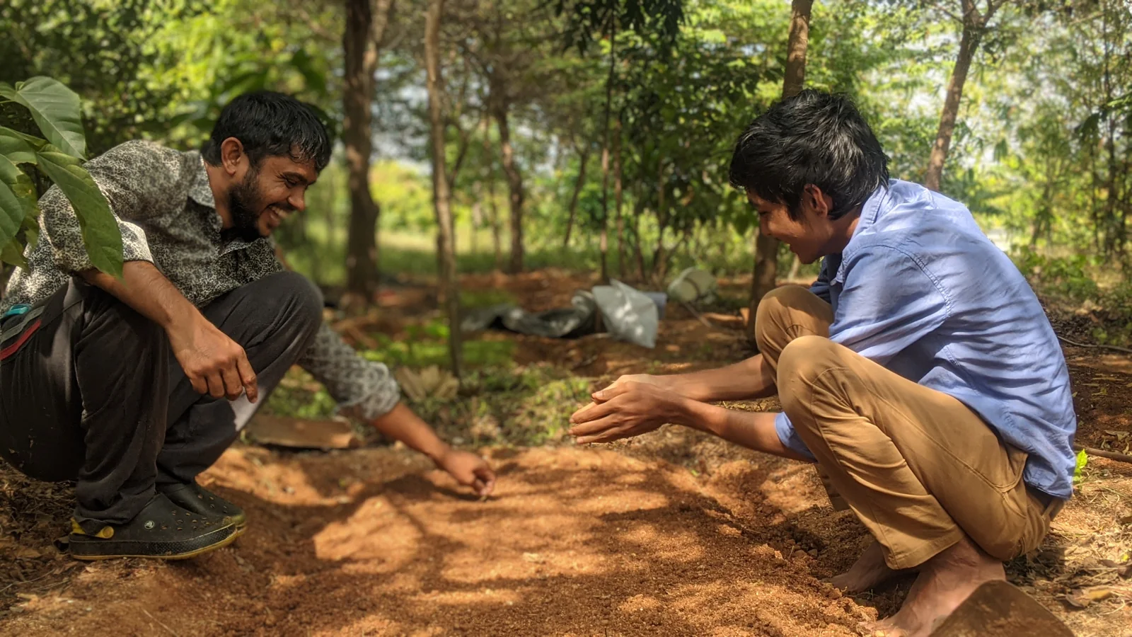 The brothers connecting with nature at Kanha